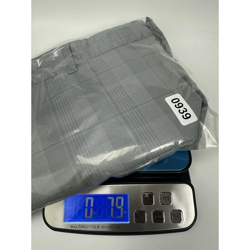 Greg‎ Norman for Tasso Elba Mens Shorts Size 40 Gray Plaid Golf Sports EUC